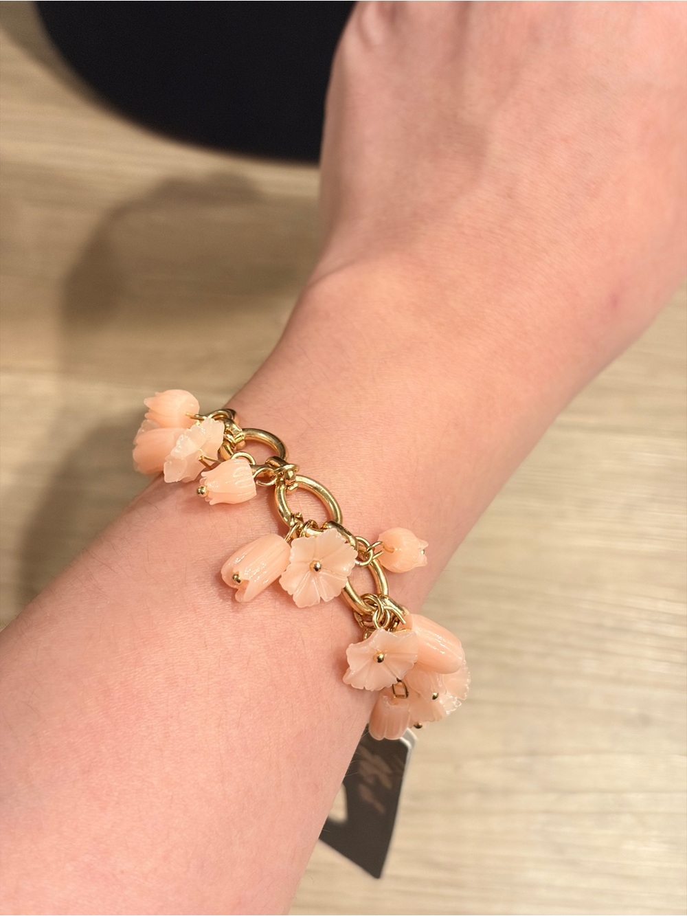 a new day Gold Charm Bracelet with Peach Floral Charms